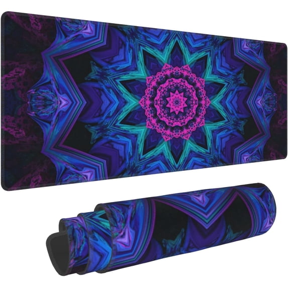 Diwali Mandalas Pattern Extended Big Mouse Pad Large,XL Gaming Mouse Pad Desk Pad,31.5x11.8inch Long Computer Keyboard Mouse Mat Mousepad with 3mm Non-Slip Base and Stitched Edge for Home Office Work