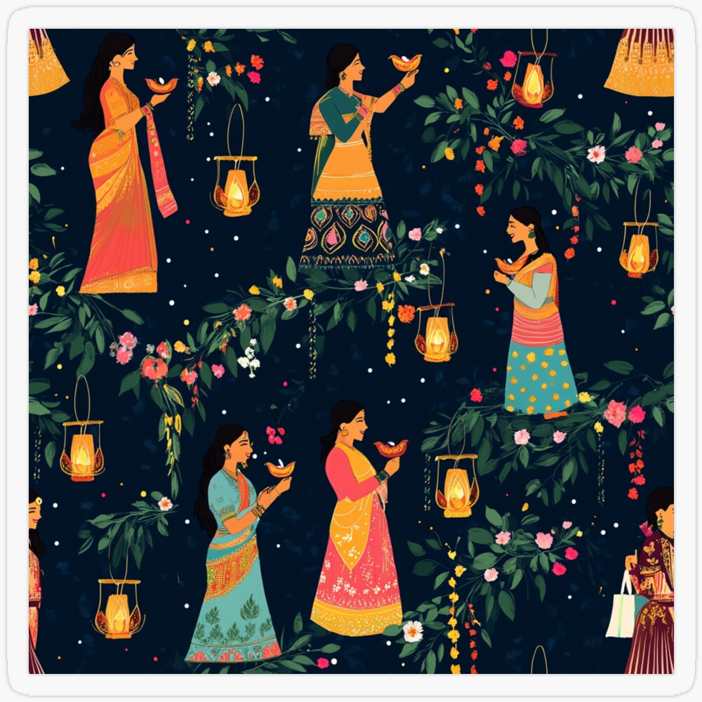 Diwali Sarees: Colors And Elegance Sticker Kir-161 - Walmart.com