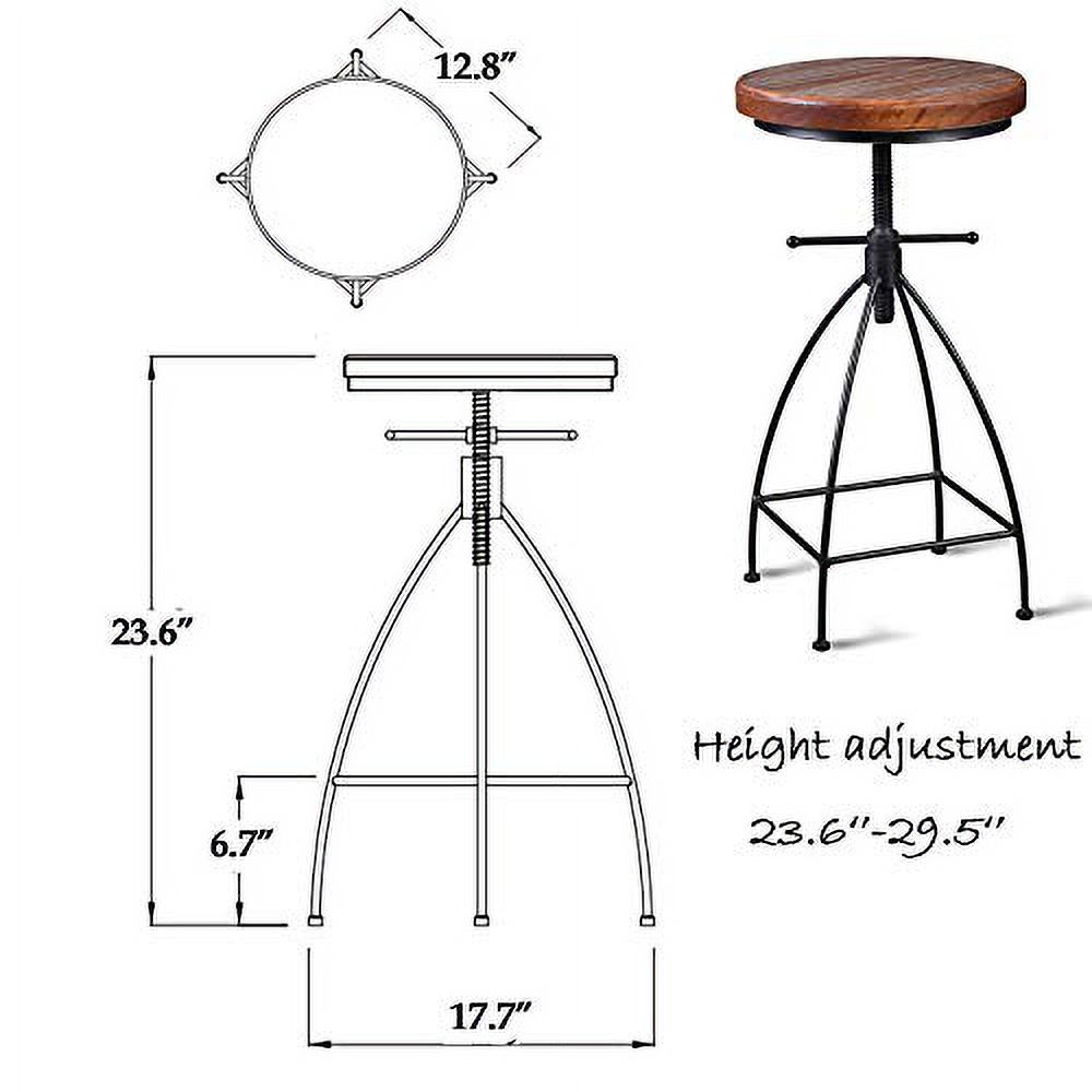 Diwhy Industrial Vintage Rustic Bar Stool, Kitchen Counter Height