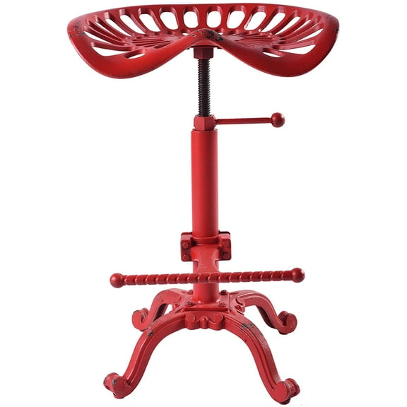 Diwhy Rustic Farmhouse Tractor Seat Adjustable Bar Stool bar Chair (Aged Red, Cast Iron)
