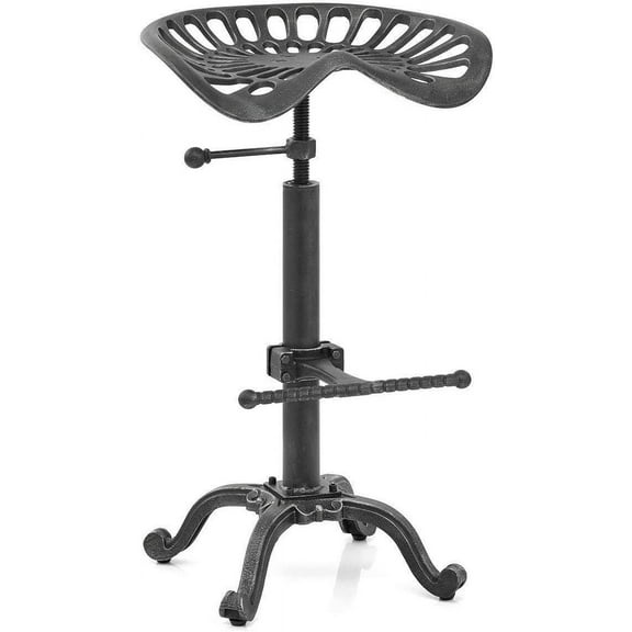 Diwhy Rustic Farmhouse Tractor Seat Adjustable Bar Stool bar Chair (Silver, Cast Iron)