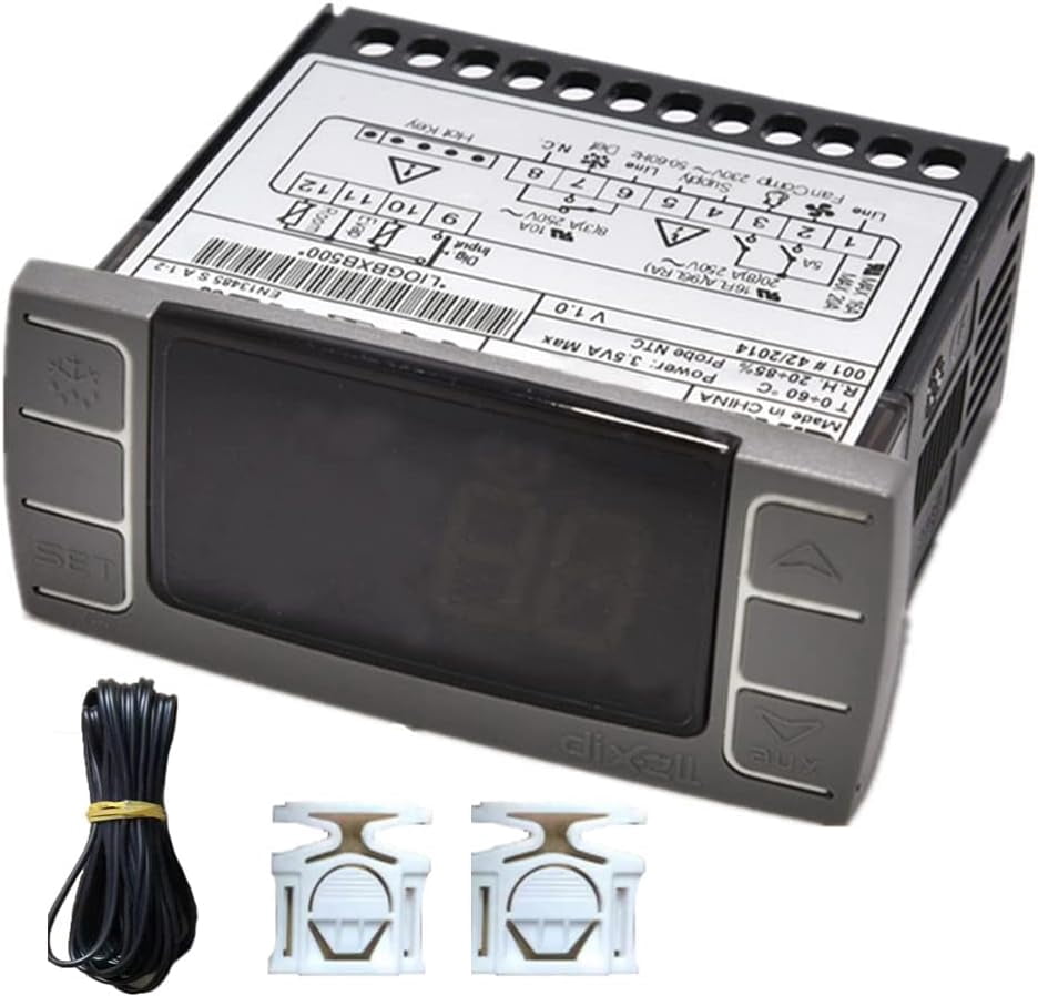 Dixell XR06CX-5N0C1 230V/50-60Hz Digital Thermostat Controller Compressor Defrost Fans Adjustable with 2 Pieces Temperature Probe Sensors for Refrigerating Freezers Units