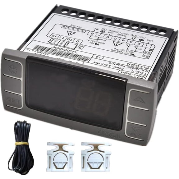 Dixell XR06CX-5N0C1 230V/50-60Hz Digital Thermostat Controller Compressor Defrost Fans Adjustable with 2 Pieces Temperature Probe Sensors for Refrigerating Freezers Units