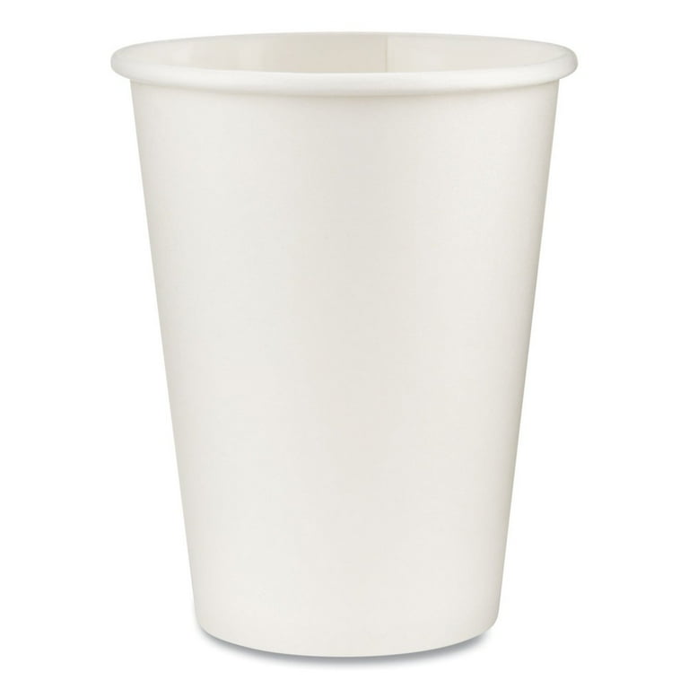 Paper Hot Cups, 12 oz, White, 50/Sleeve, 20 Sleeves/Carton