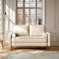 thumbnail image 1 of Dixie 57" Small Sofa Loveseat Couch, Premium Velvet Fabric And 2 Bolster Pillows Suitable for Apartment or Small Living Room, Biege, 1 of 15