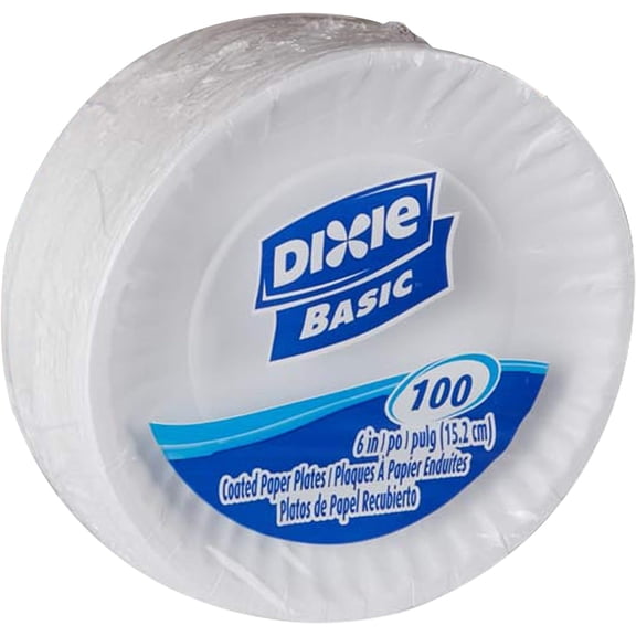 Dixie 6" Disposable Paper Plates White - 500 Count (5 Packs of 100)