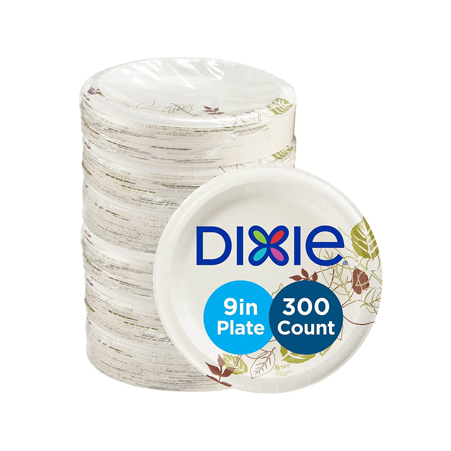 Dixie 9 Inch White Paper Plates, 300 Count