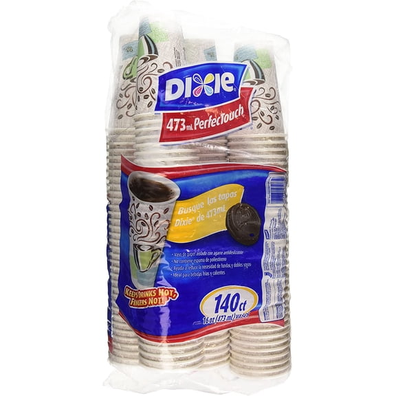 Dixie 827319 PerfecTouch Paper Hot Cups, 16 oz, Coffee Haze, 140 per Carton