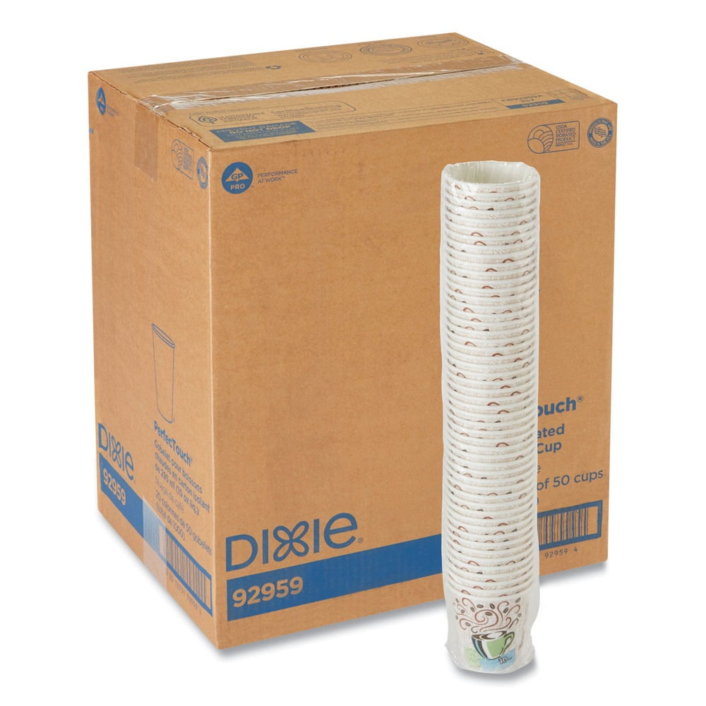 Dixie 92959 10 oz. PerfecTouch Coffee Haze Design Paper Hot Cups (1000/Carton)