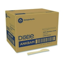 Dixie Bamboo Cutlery, Mediumweight Knife, Paper, Light Golden, 100/Pack, 10 Packs/Carton