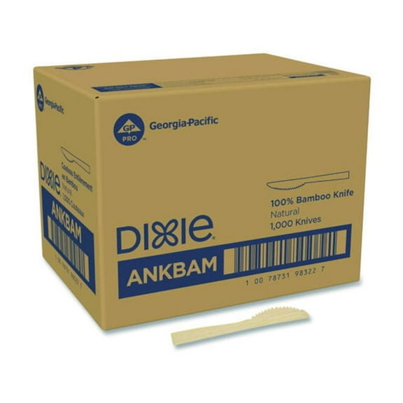Dixie Bamboo Cutlery, Mediumweight Knife, Paper, Light Golden, 100/Pack, 10 Packs/Carton