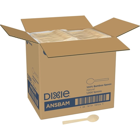 Dixie 100% 6" Bamboo Spoon Made From 100% Natural Resources | 1,000/Case