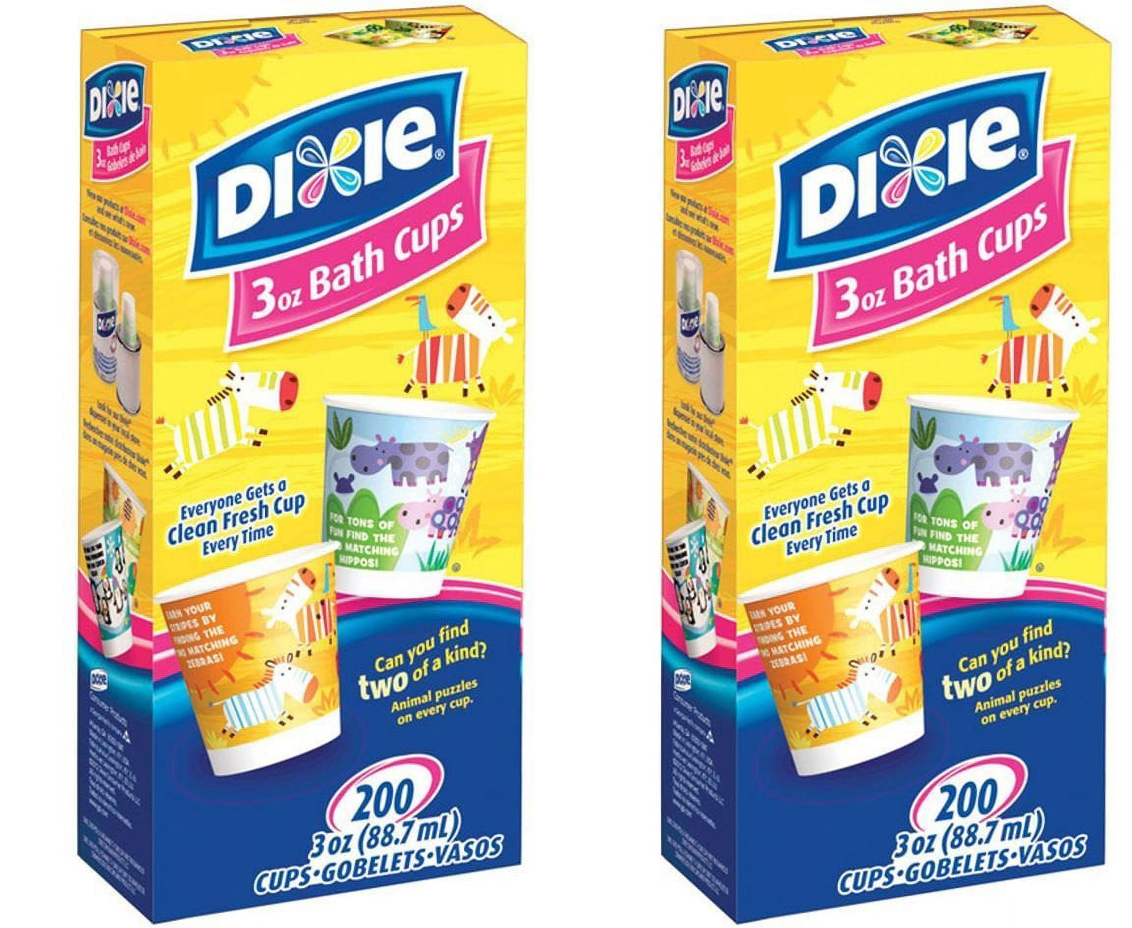 Dixie Bathroom Cups, 3 oz 200 ea, Assorted designs 2 Pack (400 Total