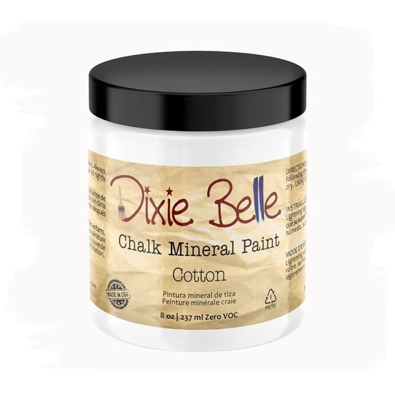 Dixie Belle Paint Company Chalk Finish Furniture Paint - Cotton (8oz) - Matte Black Chic Chalk Mineral DIY Furniture Paint