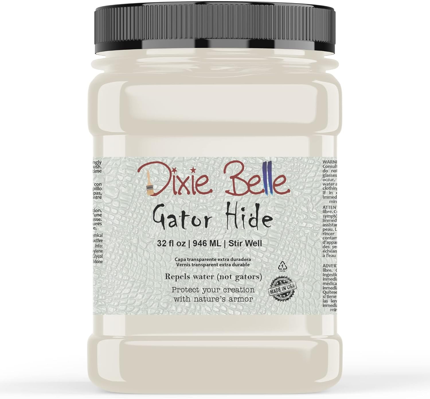 Dixie Belle Paint Company | Gator Hide (32 oz) | Non-Yellowing Polyacrylic Topcoat Paint | Resistant Finish for DIY Projects