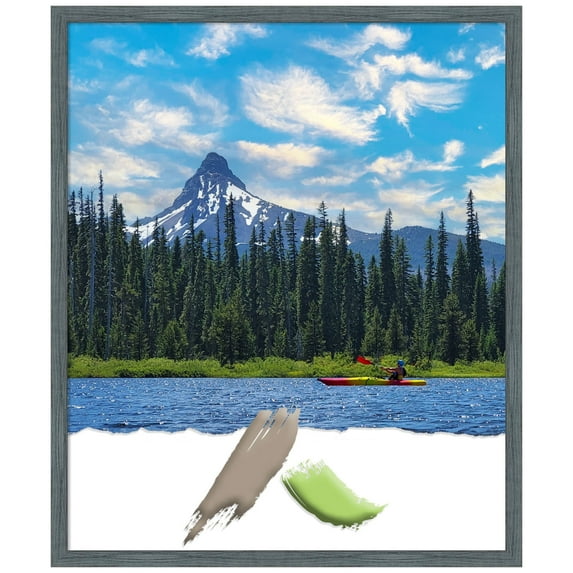 Dixie Blue Grey Rustic Narrow Wood Picture Frame, Photo Frame, Art Frame