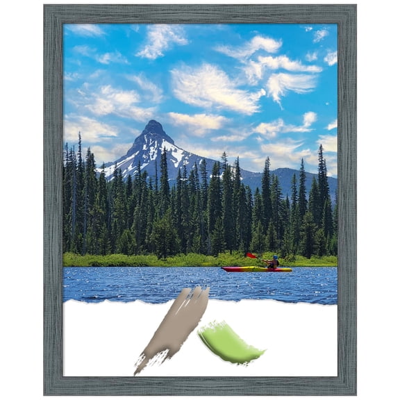 Dixie Blue Grey Rustic Narrow Wood Picture Frame, Photo Frame, Art Frame