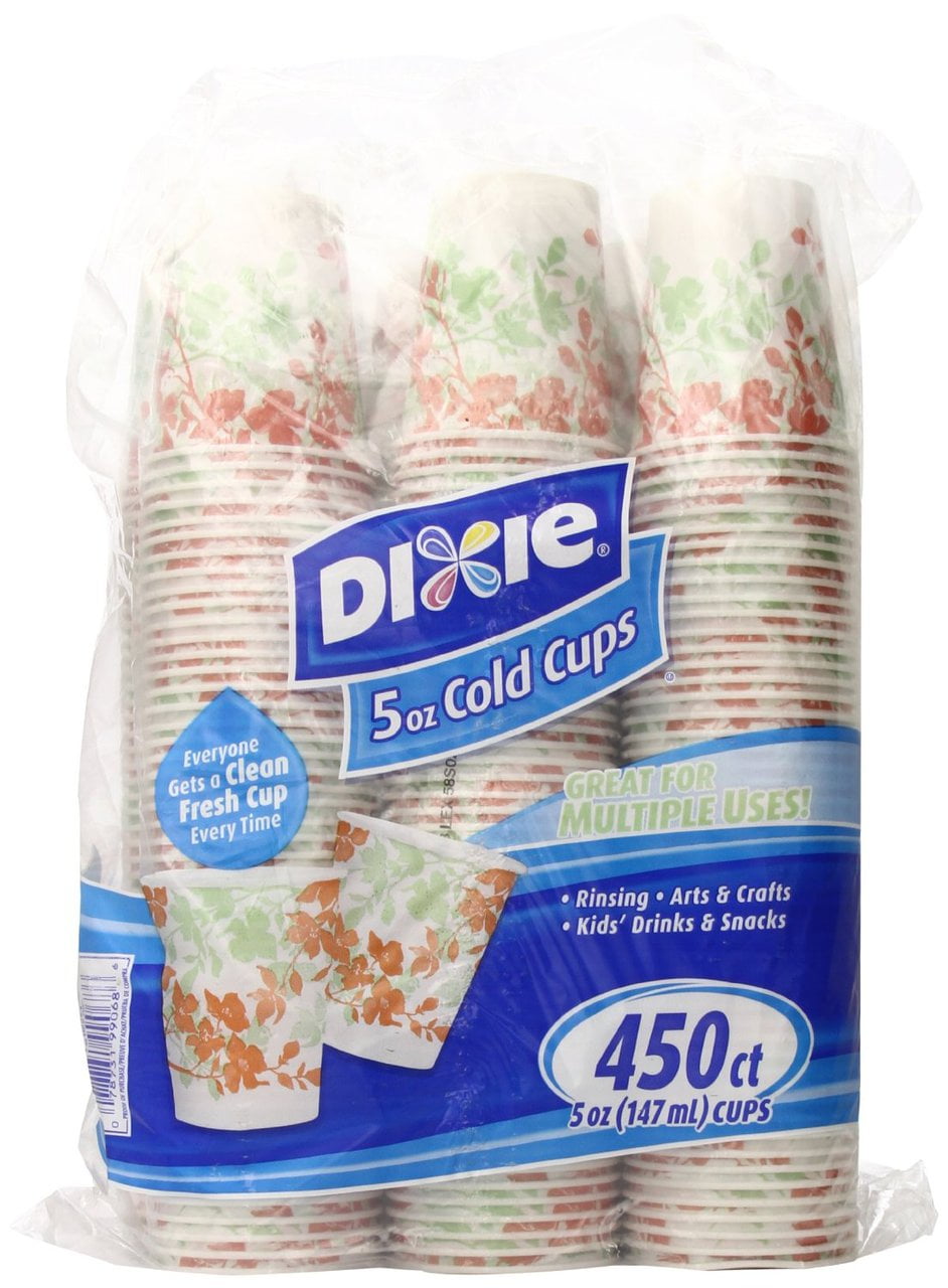 Dixie Disposable Small Beverage Paper Cups, 5oz., Floral Design, 450
