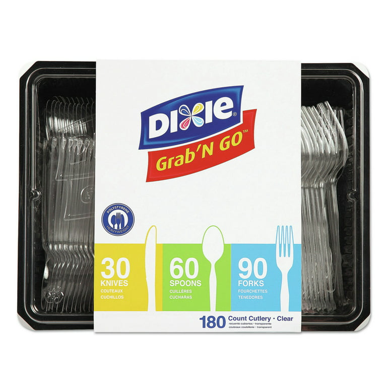 Dixie Plastic Utensils Heavy Weight Cutlery Variety Pack Clear Box Of 180  Utensils - Office Depot