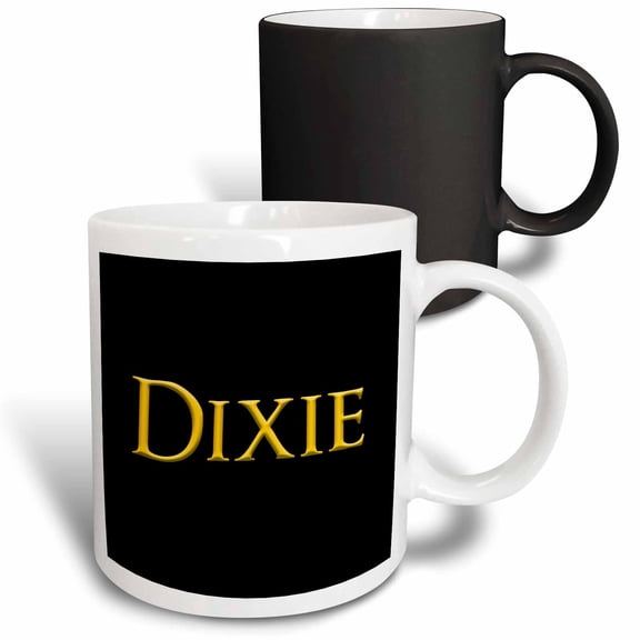 3drose, Dixie Common Female Name in the America. Yellow on Black Gift, 11oz Magic Transforming Mug