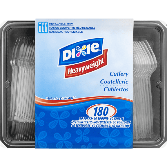 Dixie, DXECH0180DX7, Heavyweight Disposable Forks, Knives Teaspoons Keeper Pack Grab-N-Go by GP Pro, 180/Box