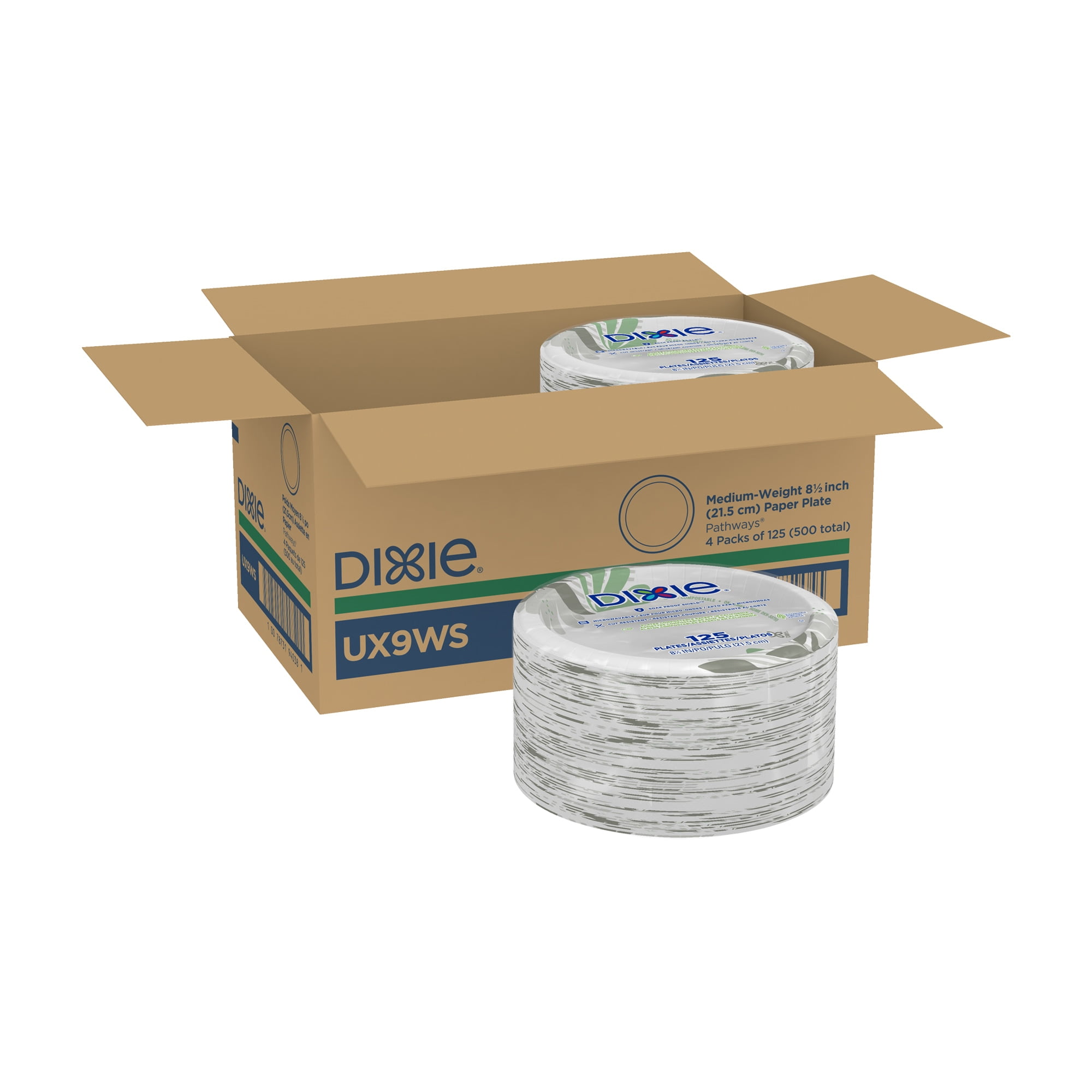 Dixie, DXEUX9WSCT, Pathways Everyday Paper Plates, 500 / Carton, White