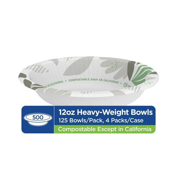 Dixie Ultra® 12 ounce Heavy-Weight Paper Bowls By GP PRO (Georgia-Pacific), Pathways®, SX12PATH (Case), 1000 Count (125 Bowls Per Pack, 8 Packs Per Case)