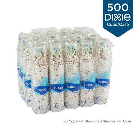 Dixie PerfecTouch 8 oz Paper Coffee Cups By GP PRO, Coffee Haze Design, 500 Count (25 Disposable Cups Per Sleeve, 20 Sleeves Per Case), Style #5338DX