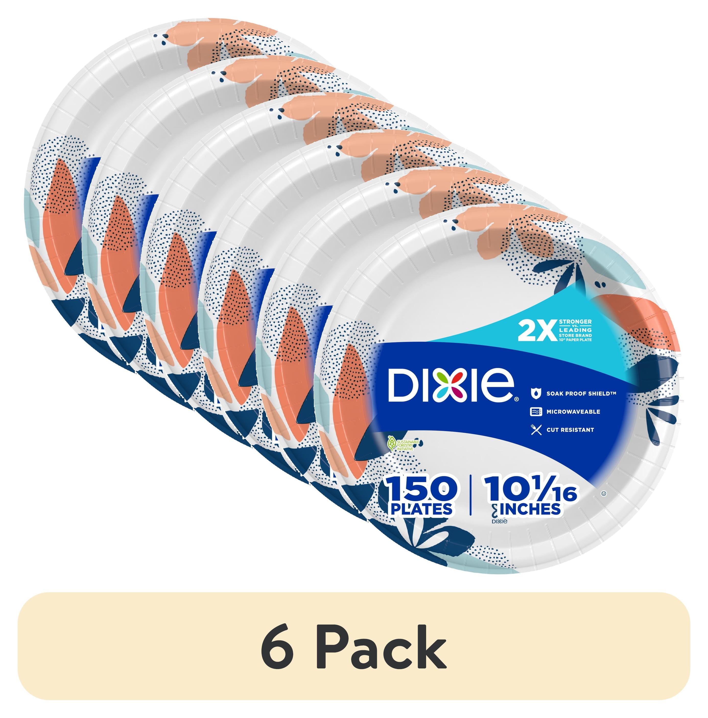 Dixie Paper Plates 10 inch 50 Count 2X Stronger Multicolor Disposable Plates