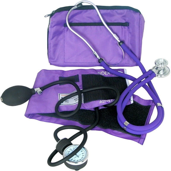 Dixie EMS Manual Blood Pressure Cuff Sphygmomanometer & Medical Stethoscope Kit - Purple