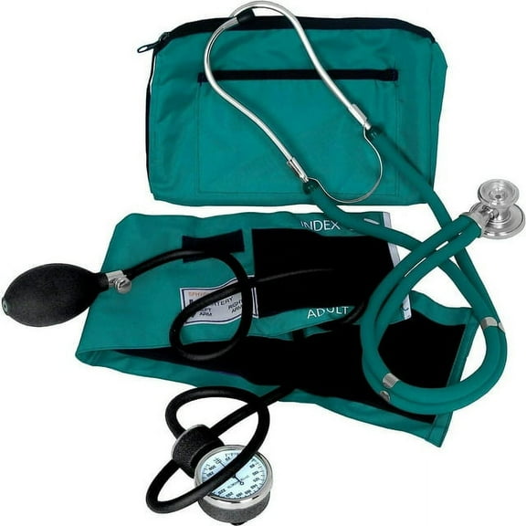Dixie EMS Manual Blood Pressure Cuff Sphygmomanometer & Medical Stethoscope Kit for Rapid Care- Teal
