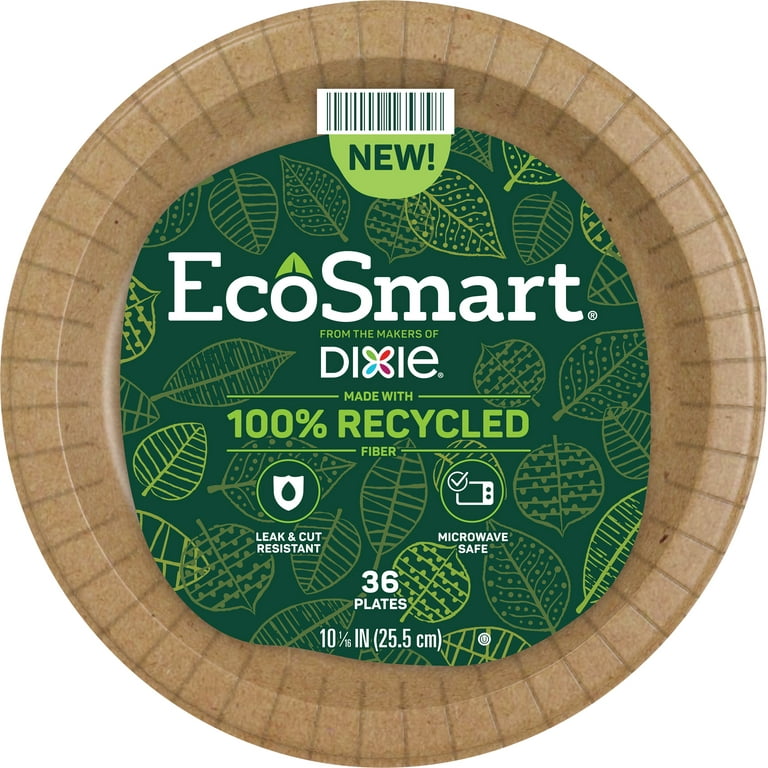 Dixie EcoSmart™ 100% Recycled Fiber Paper Plates, 10” Dinner Size 