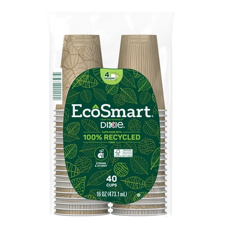 Dixie EcoSmart Disposable Paper Cups, 16 oz, Multi-Color, 40 Count