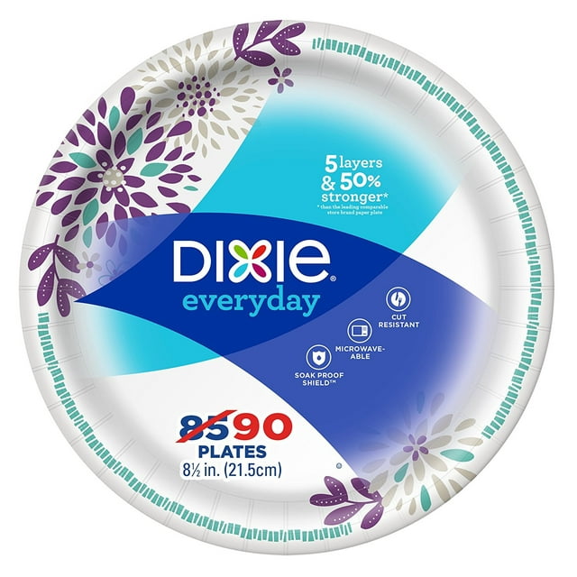 Dixie Everyday Dinner Paper Plate 8 1/2 Inch, 90 Count