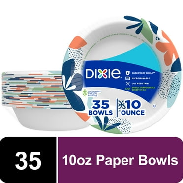 Dixie Everyday Disposable Paper Bowls, 10 oz, Multi-Color, 35 Count