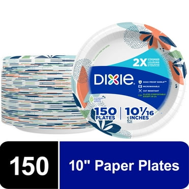 Dixie Everyday Disposable Paper Plates, 10", Multi-Color, 150 Count