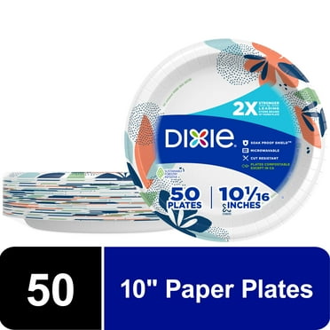 Dixie Everyday Disposable Paper Plates, 10", Multi-Color, 50 Count