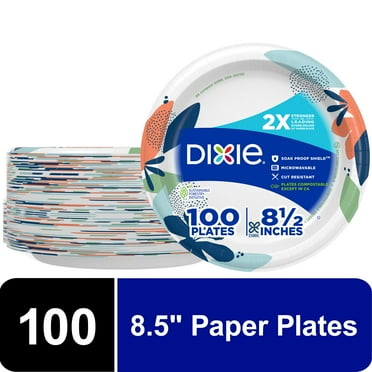 Dixie Everyday Disposable Paper Plates, 8.5", Multi-Color, 100 Count