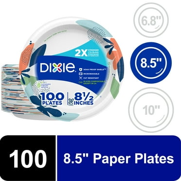 Dixie Everyday Disposable Paper Plates, 8.5", Multi-Color, 100 Count