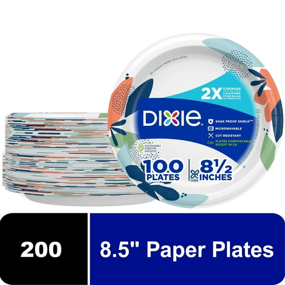 Dixie Everyday Disposable Paper Plates, 8.5", Multi-Color, 200 Count