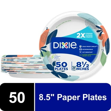 Dixie Everyday Disposable Paper Plates, 8.5", Multi-Color, 50 Count