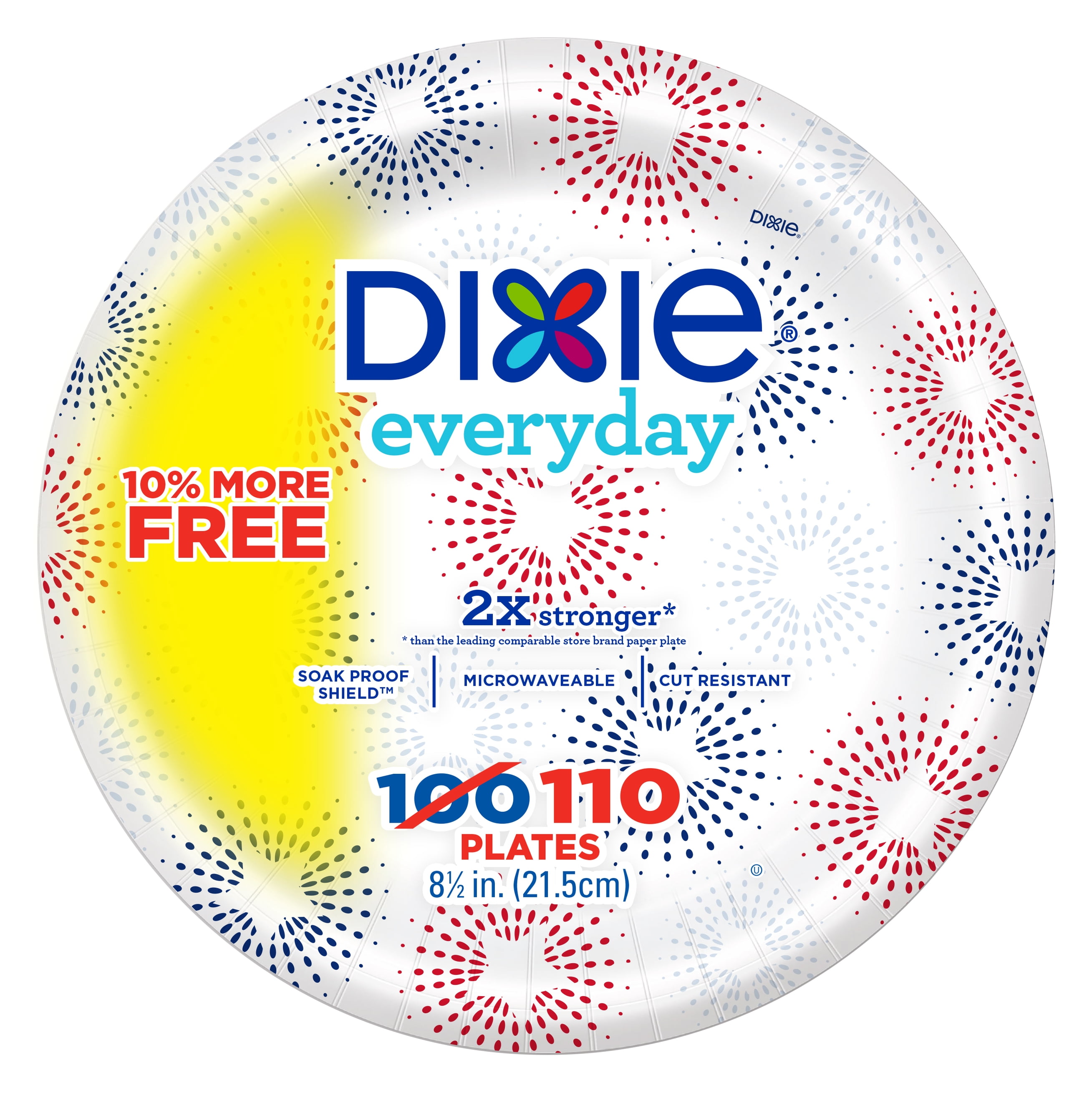 Dixie Disposable Paper Plates, Multicolor, 10 in, 150 Count
