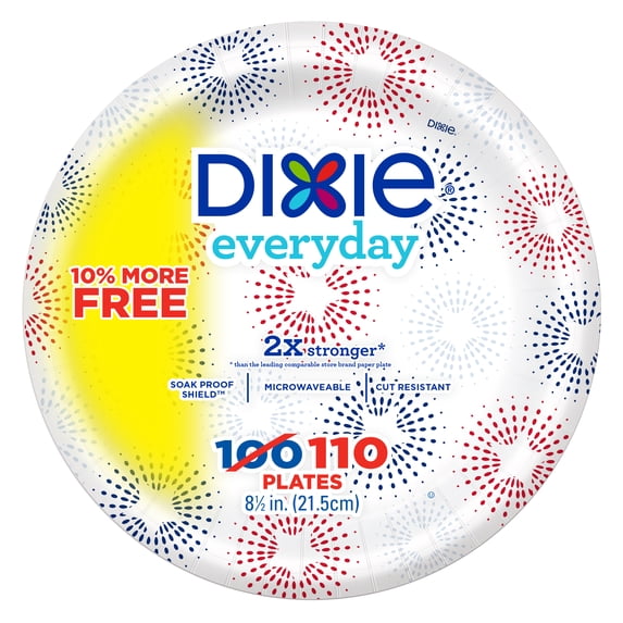 Dixie Everyday Lunch/Light Dinner Paper Plates, 110ct Bonus Pack, 8.5" size