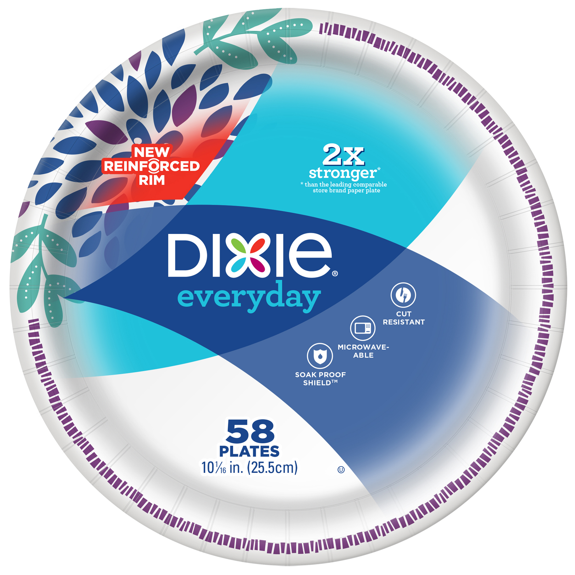 Dixie Everyday Paper Dinner Plates, 10 1/16", 58 Count - image 1 of 7