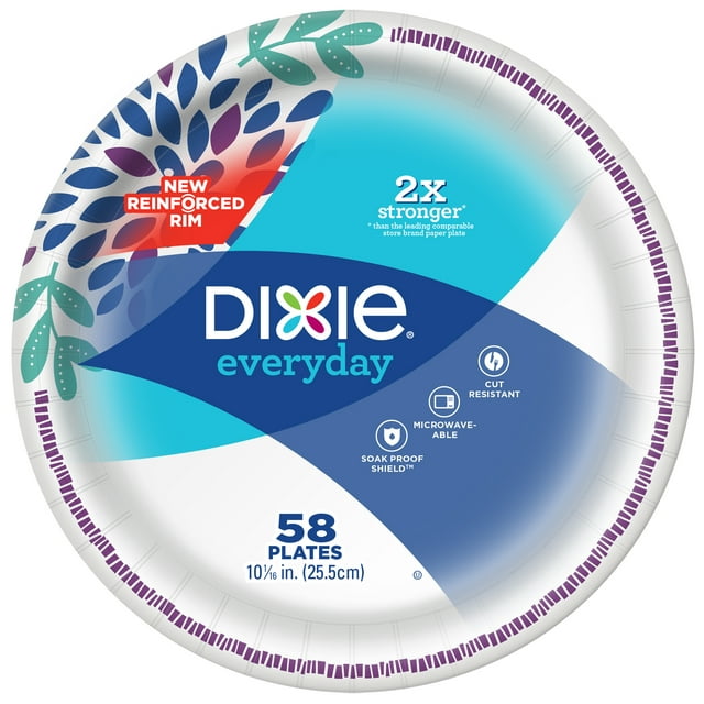 Dixie Everyday Paper Dinner Plates, 10 1/16", 58 Count