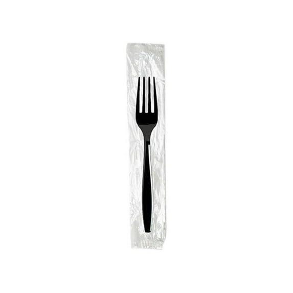 Dixie Individually Wrapped Forks, Plastic, Black, 1,000/Carton -DXEFH53C7