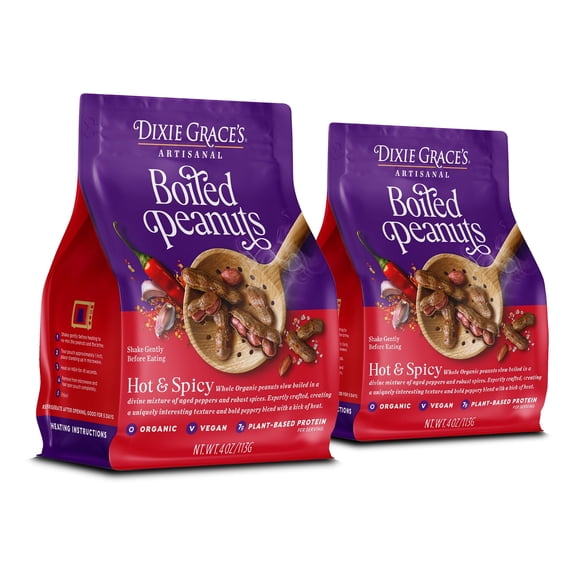 Dixie Grace's Boiled Peanuts - Hot & Spicy - 4oz (2pk. bundle)