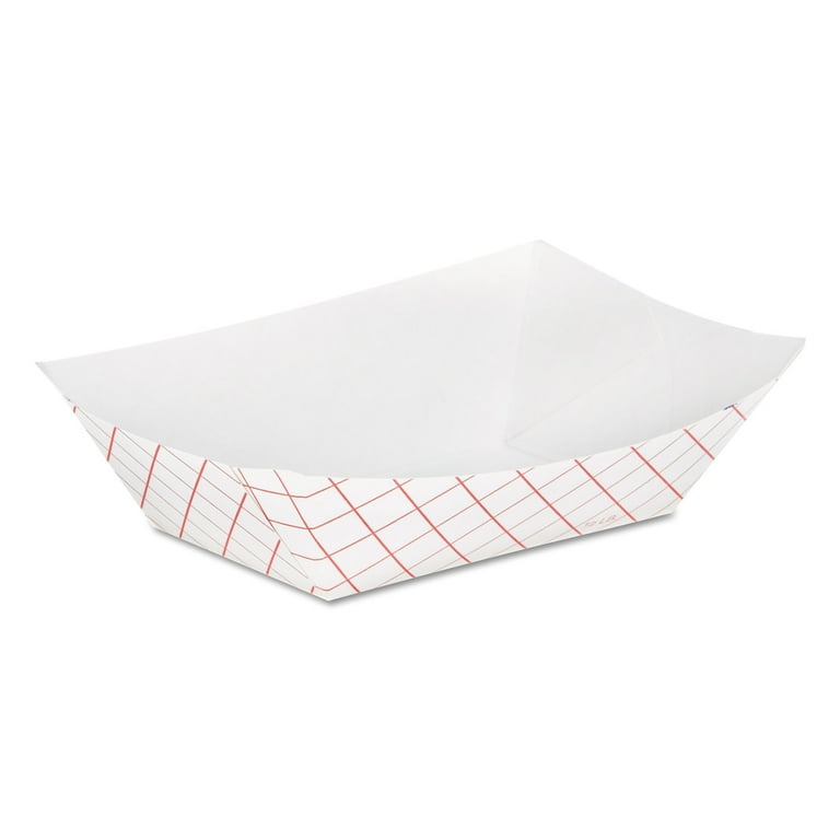 Kant Leek Clay-Coated Paper Food Tray, 0.5 lb Capacity, 5.3 x 3.75 x 1.4, Red Plaid, 1,000/Carton Kant Leek Clay-Coated Paper Food Tray, 0.5 lb Capacity, 5.3 x 3.75 x 1.4, Red Plaid, 1,000/Carton