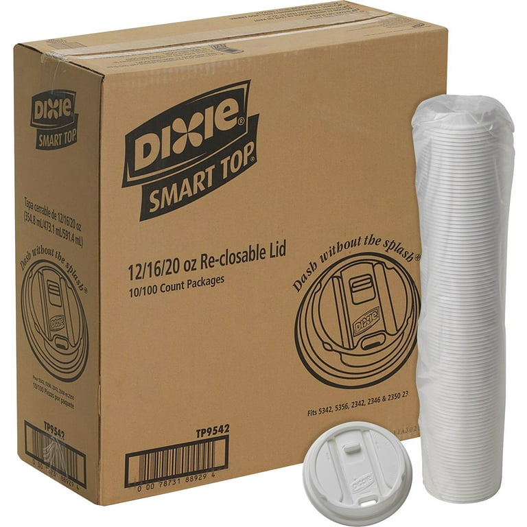 Dixie Large Reclosable Hot Cup Lids by GP Pro - 100 Lids/Pack - 1000 / Carton - White Dixie Large Reclosable Hot Cup Lids by GP Pro - 100 Lids/Pack - 1000 / Carton - White