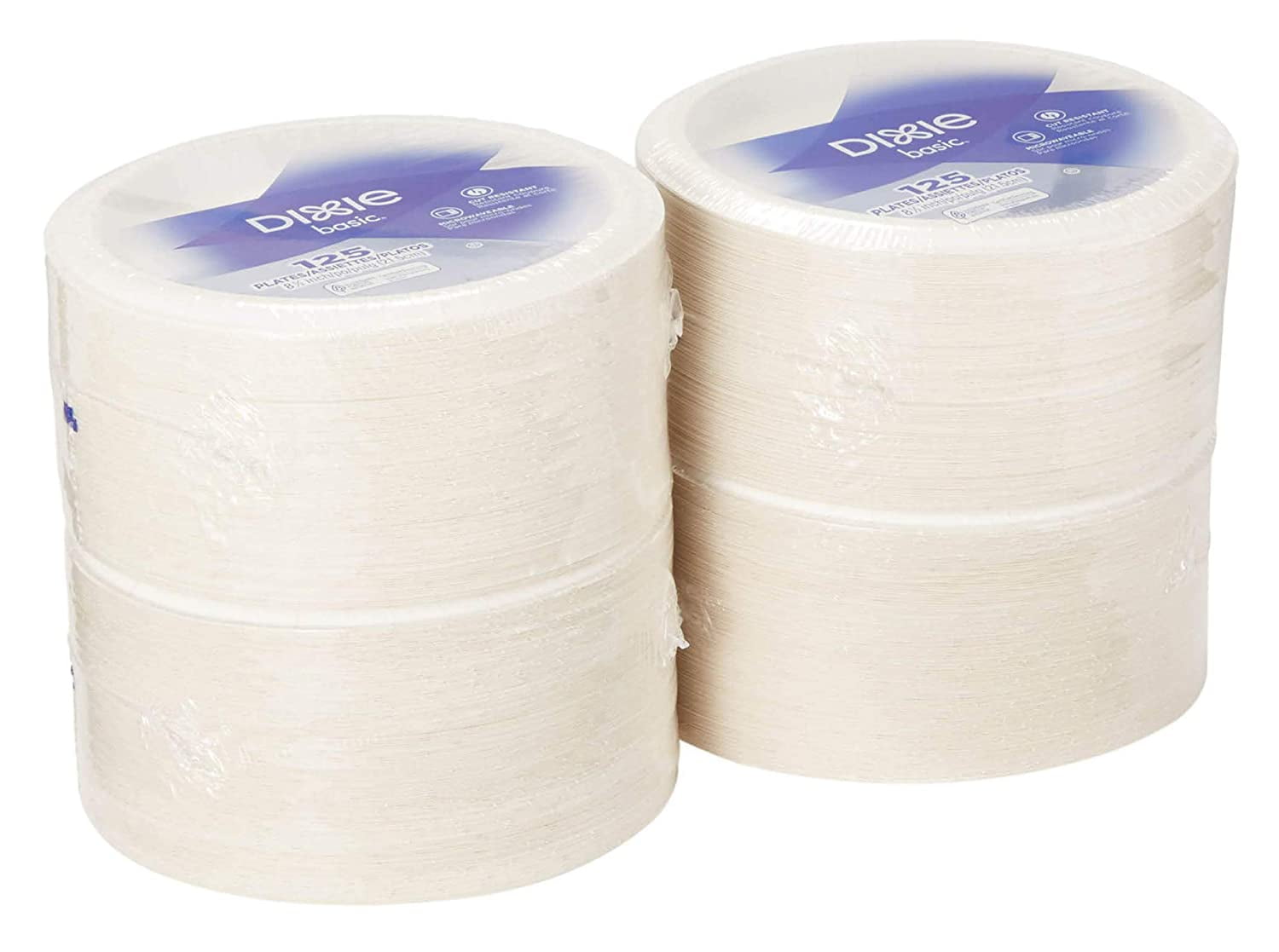 Dixie Light-Weight Paper Plates, 8.5", White, 125 Count (4 Pack)